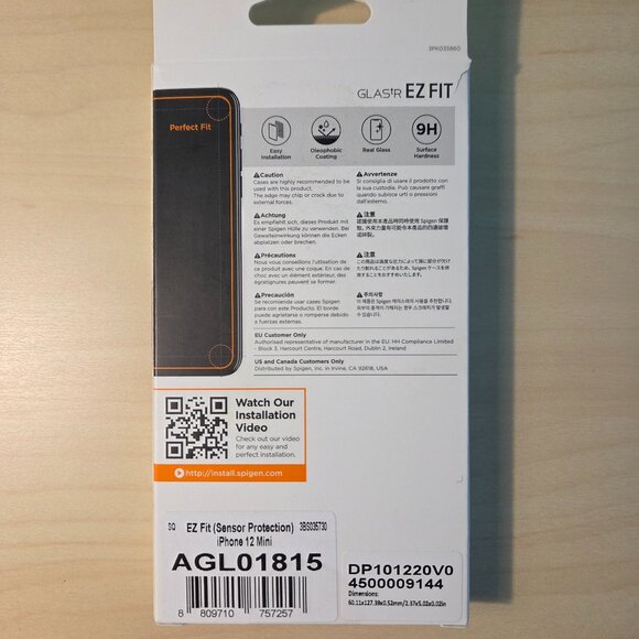 ONE Clear Glass SPIGEN EZ FIT for IPHONE 12 MINI Screen Protection AGL01815 - Picture 3 of 8
